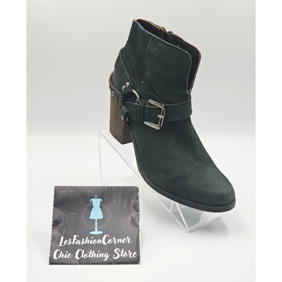 Matisse Women's Gray Leather Harney Heeled Ankle Boots Studded Strap Sz7.5 2919 - Picture 12 of 16